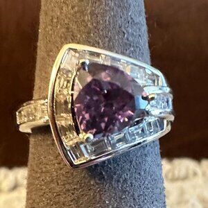 HSN Absolute purple belt buckle style cocktail ring sz 6